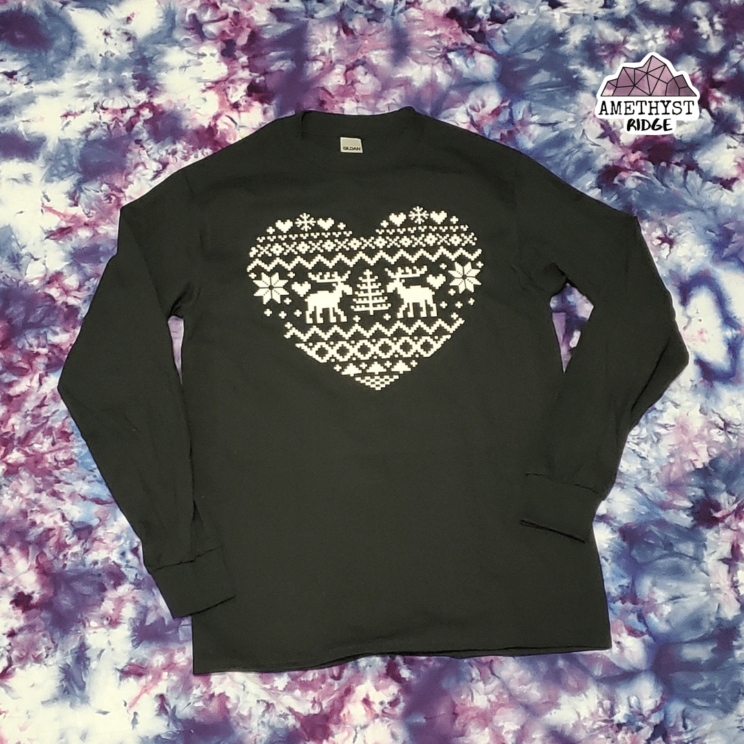 Ugly Christmas Heart - Long Sleeve Tshirt - RTS in M/XL-3x